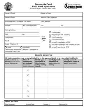 Community Event Food Booth Application