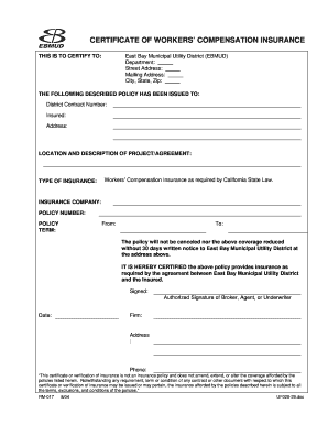 Certificate of Workers’ Compensation Insurance