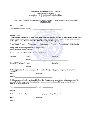 Landlord Registration Statement