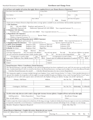 Standard Insurance Enrollment Form