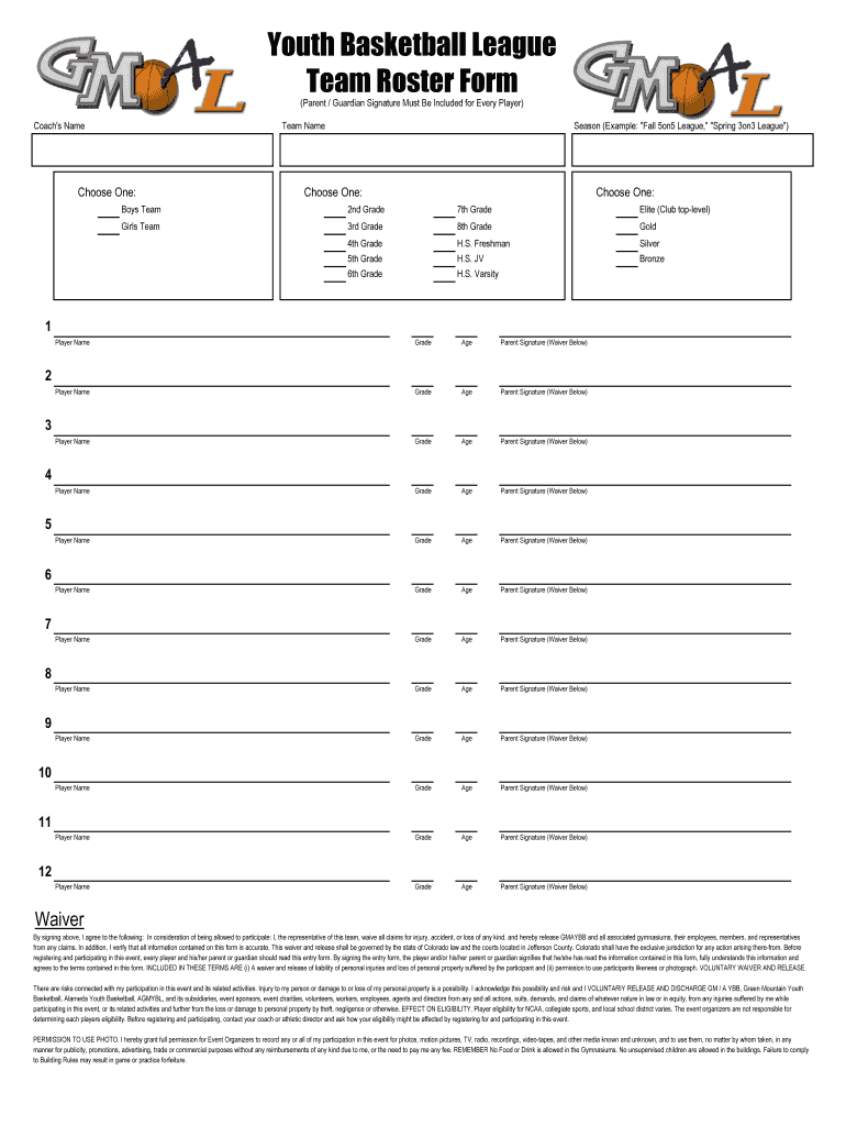 Basketball Lineup Template