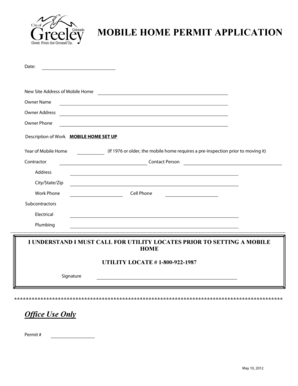 Mobile Home Permit Application