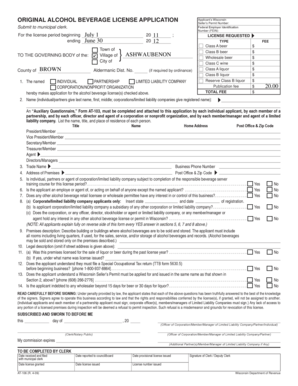 Wisconsin Alcohol Beverage License Application