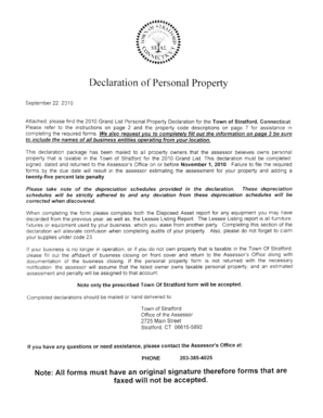 2010 Connecticut Personal Property Declaration