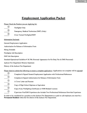 Employment Application Instructions - Jackson Fire Department