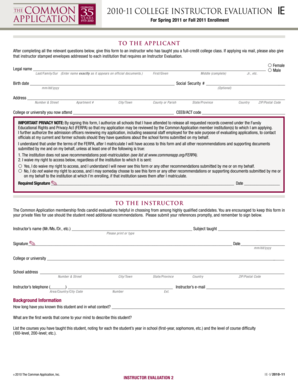 College Instructor Evaluation Form