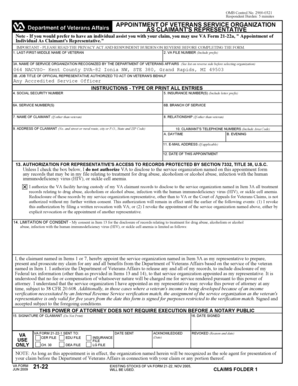 Appointment of Veterans Service Organization as Claimant's Representative