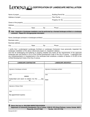 Certification of Landscape Installation