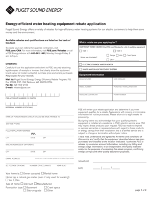 Puget Sound Energy Rebate Application