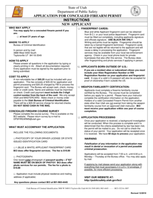 Utah Concealed Firearm Permit Application