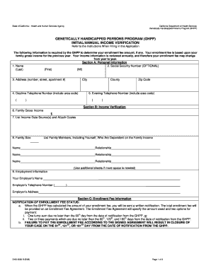 California Genetically Handicapped Persons Program Income Verification