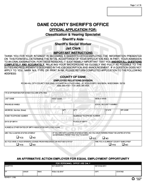 Dane County Sheriff's Office Application Form