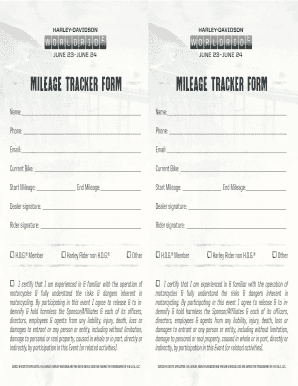 Mileage Tracker Form