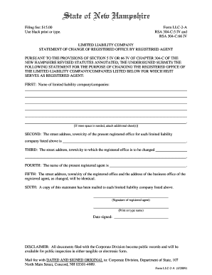 New Hampshire LLC Registered Office Change Form