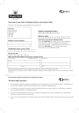 Direct Debit form - Royal Mail