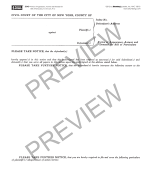 Notice of Appearance and Demand for Bill of Particulars