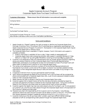 Apple Corporate Store Purchaser Enrollment Form