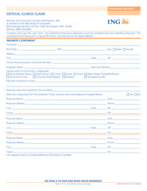 Critical Illness Claim Form