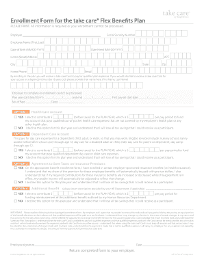 Enrollment Form for take care® Flex Benefits Plan