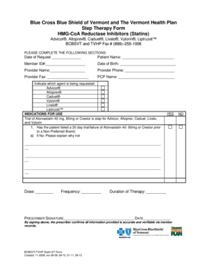 Vermont Statin Step Therapy Form