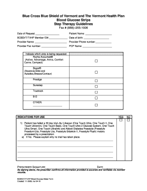 Vermont Blood Glucose Strips Request Form