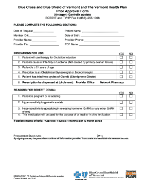 PA Form - Blue Cross Blue Shield