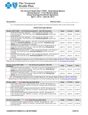 Vermont Health Plan Group Coverage Enrollment Agreement