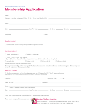 American Paint Horse Association Membership Application