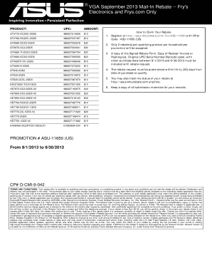 Fry's Electronics Mail-In Rebate Form