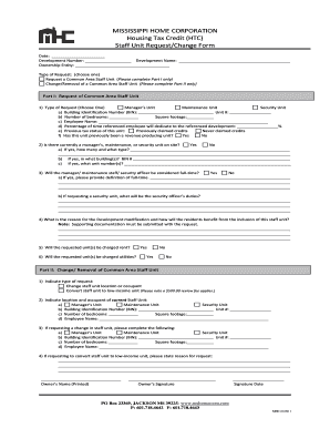 Staff Unit Request/Change Form - Mississippi Home Corporation