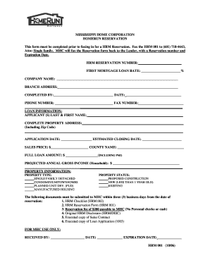 Mississippi Home Corporation HRM Reservation