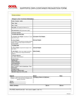 SHIPPER'S OWN CONTAINER REQUISTION FORM