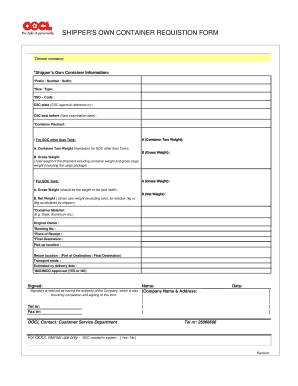 Shipper's Own Container Requisition Form