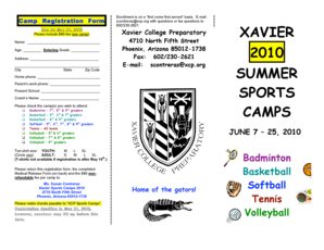 2010 XCP Sports Camp Registration Form - Sport Ngin