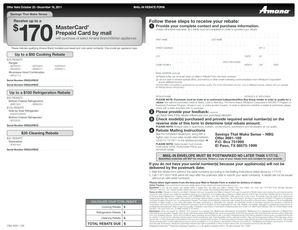Amana Brand Kitchen Appliances Mail-In Rebate Form