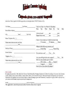 Rideshare Carpool Service Application