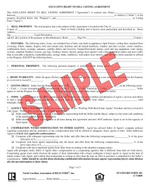 Exclusive Right to Sell Listing Agreement