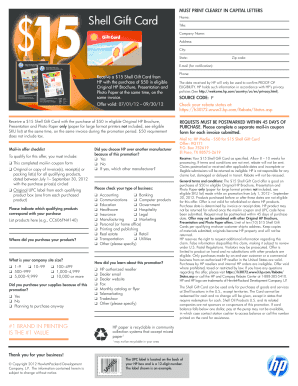 HP Shell Gift Card Mail-In Rebate Form