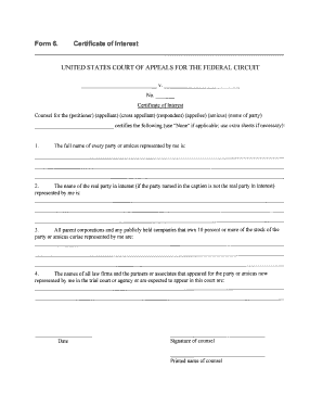 Certificate of Interest