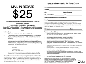 System Mechanic PC TotalCare Mail-In Rebate Form
