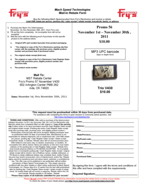 Mach Speed Technologies Mail-In Rebate Form