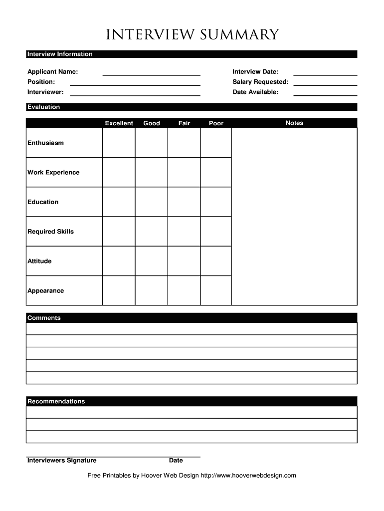 Blank Interview Template Fill Online, Printable, Fillable, Blank