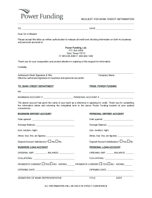 Request for Bank Credit Information