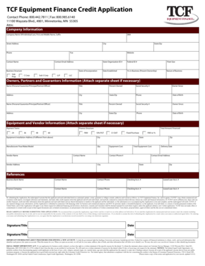 TCF Equipment Finance Credit Application