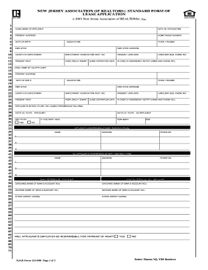 New Jersey Lease Application Form