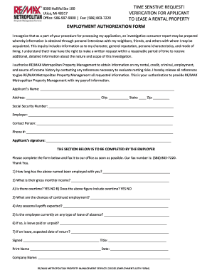 Employment Authorization Form