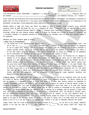 Michigan Residential Lease Agreement