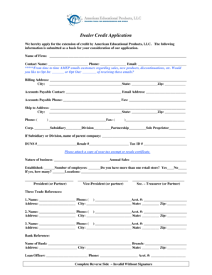 Dealer Credit Application