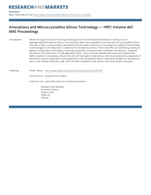 Amorphous and Microcrystalline Silicon Technology Order Form