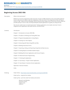 Beginning Access 2003 VBA Book Order Form